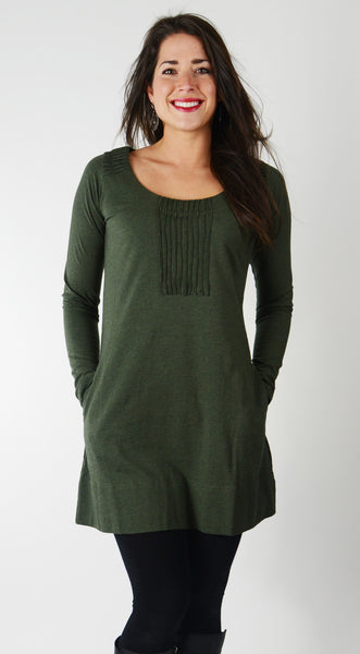 Eterna organic cotton Tunic/ Dress with pockets - Khaki Melange