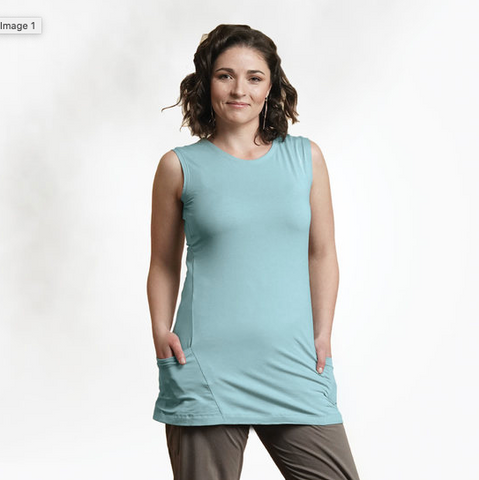 Sky Organic Cotton Sleeveless Tunic, with pockets