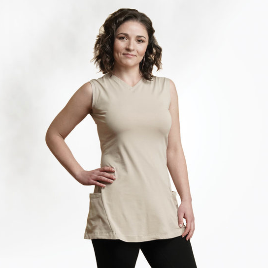 Organic Cotton Sleeveless Tunic, Wear it two ways, in "sand" color, by Maggie's