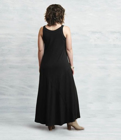 Back view Black organic cotton sleeveless dress