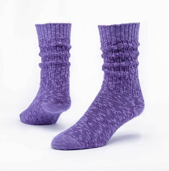 Solid Color Ragg Socks - Organic Cotton - in NAVY or PURPLE