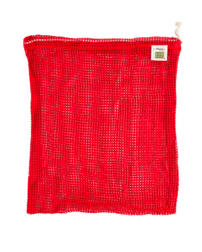 Chili Red, Medium Organic Cotton Mesh Drawstring Bag
