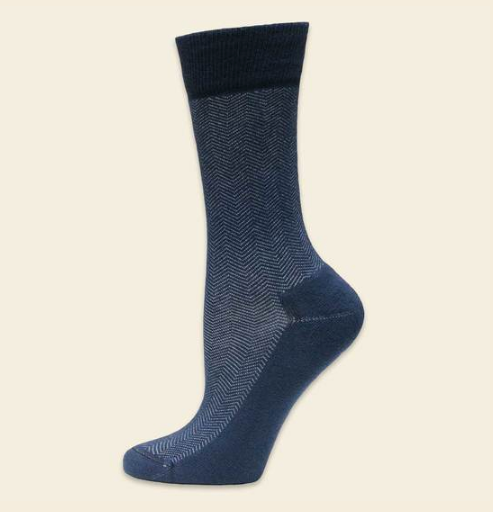 Cushion foot dress sock blue/black herringbone