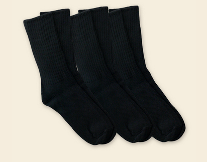 Organic cotton Crew Socks, Maggie's Organics, Black tri-pack