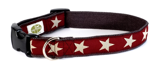 Kody II Red Hemp Decorative Dog Collar with White Stars