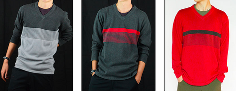 Impala Men's Organic Cotton Sweater - In 3 Colorways: Slate/Perle, Slate/Poppy, Poppy/Slate