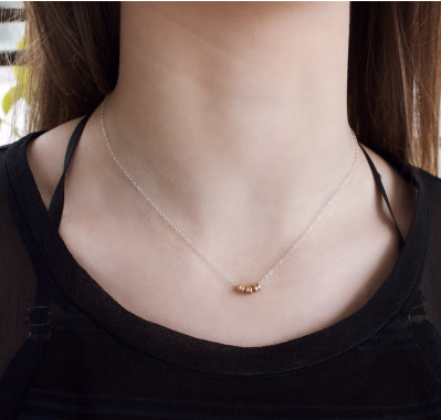 Trio Necklace - Guitar String Beads with Silver or Gold Chain