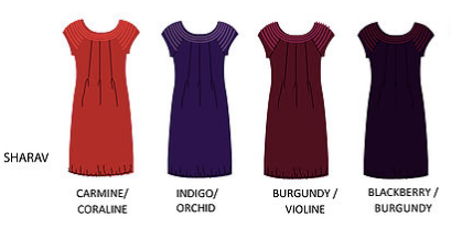 Sharav Dress with contrasting trim - Organic Cotton  - Burgundy/Violine • Indigo/Orchid • Blackberry/Burgundy • Carmine Red/Coraline