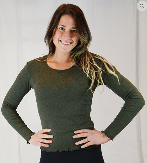 Organic Cotton Long Sleeved Women's Top Khaki Heather