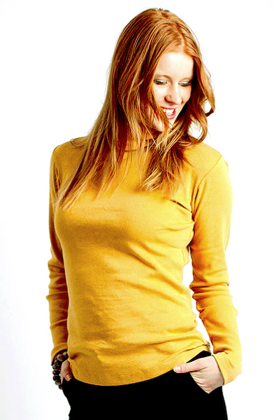 Women's yellow cotton turtleneck hotsell