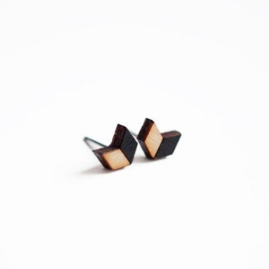 Chevron Wooden Earring Studs