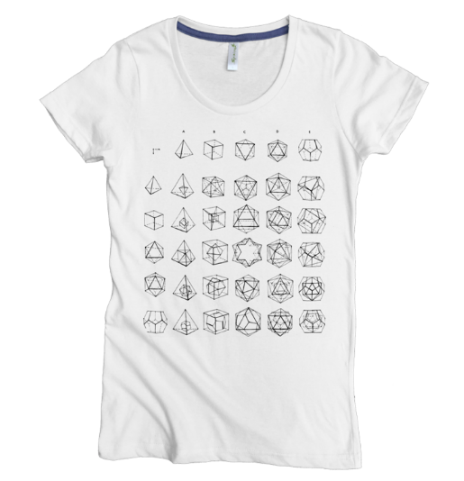 Platonic Solids T-shirt for women, in several colors