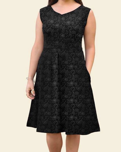 Organic Cotton Swirl Print Dress - Reversible V-Neck or Boat Neck Upland Road | Eco-Boutique Organic Cotton Swirl Print Dress - Reversible V-Neck or Boat Neck Upland Road | Eco-Boutique