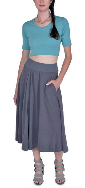Organic cotton midi skirt - in dark graphite, red or black