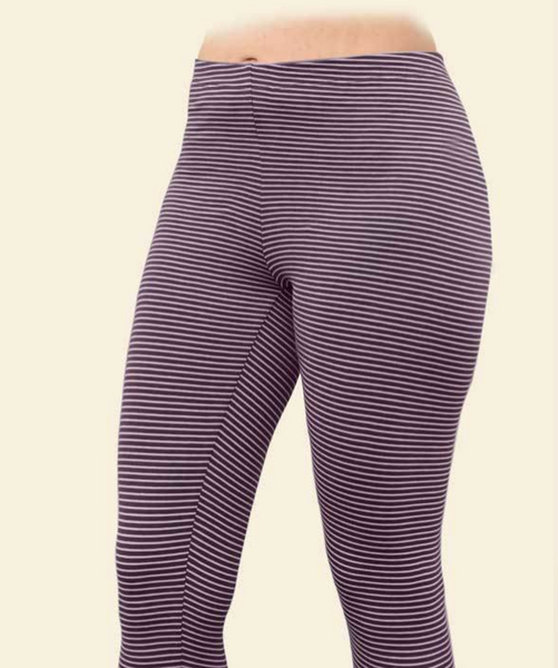 Organic Cotton Striped Leggings - Aubergine/Mist – Upland Road