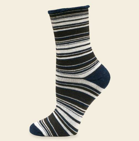 Striped "Snuggle" Socks - Organic Merino Wool - Navy, Merlot or Roast