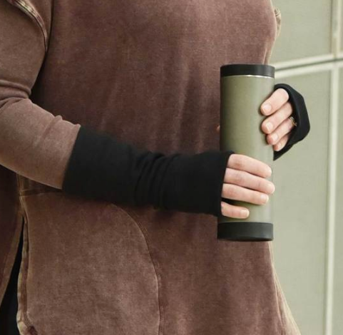 Black Arm warmers / fingerless gloves from organic cotton