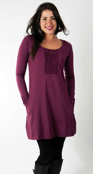 Plum Melange Eterna Organic Cotton Tunic Dress with pockets