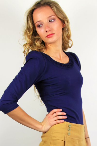 Navy Gypsy top, Women's Organic Cotton shirt