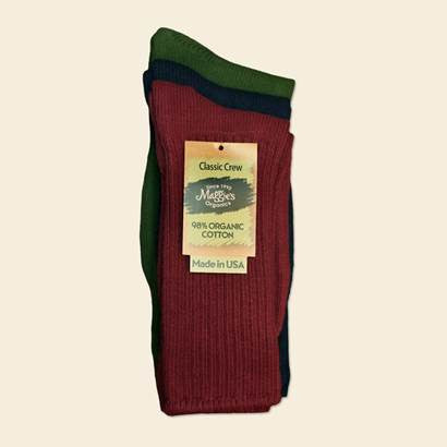 Organic Cotton Crew Socks - Tri-pack Forest, Raspberry & Navy-