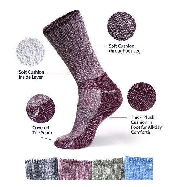Organic Merino Wool Killington Hiking Socks - in 5 colors - Black, Olive,  Purple, Blue, Raspberry