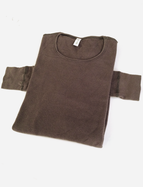 Mini waffle 100% organic cotton thermal shirt, mushroom 