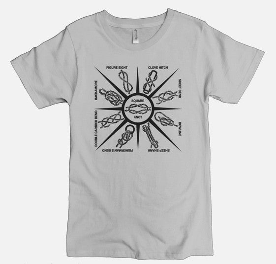 Nautical Knots t-shirt, organic cotton collegiate grey