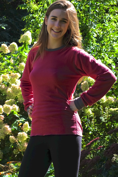 Waffle Thermal Shirt Graphite/Red, 100% Organic Cotton