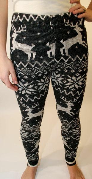 Reindeer leggings, recycled cotton leggings for women | Upland Road