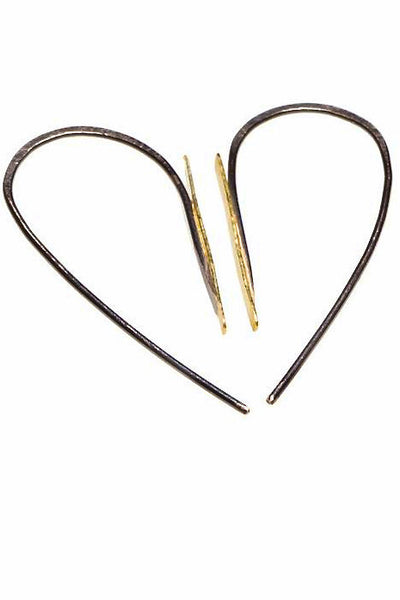 Silver and Gold Heart Earrings by Sophie Hughes Jewelry Reclaimed Silver