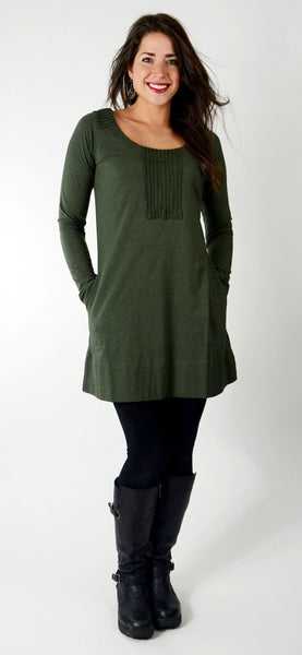 Eterna organic cotton Tunic/ Dress with pockets - Khaki Melange