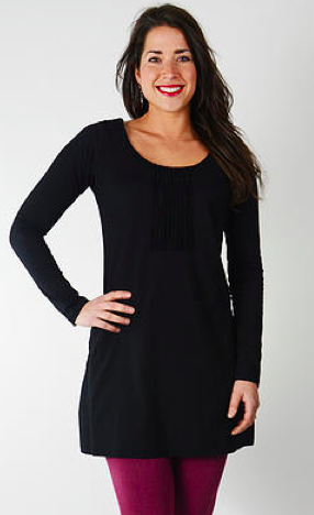 Eterna organic cotton Tunic/ Dress with pockets - Ebony Black