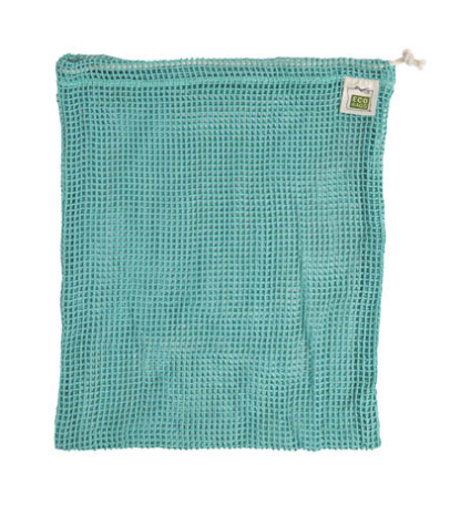 Multi-purpose Organic Cotton Drawstring Mesh Bag - Medium - Washed Blue