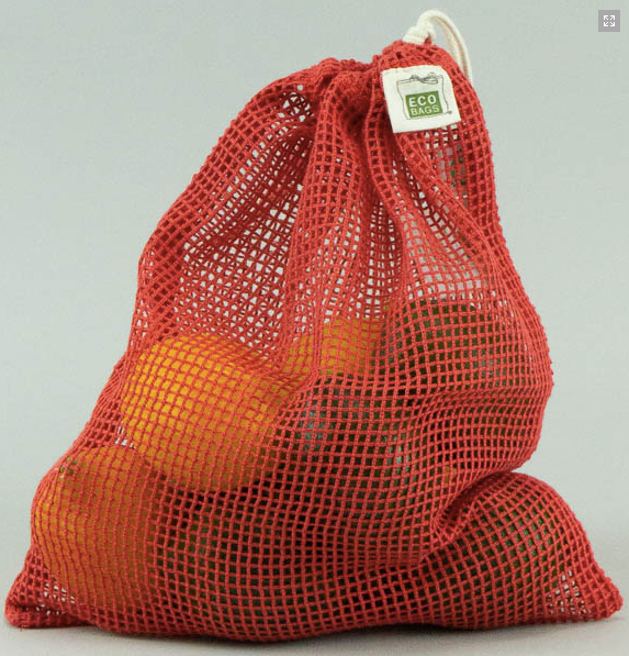 Organic Cotton Produce Bag - Chili Red - Medium 10" x 12"