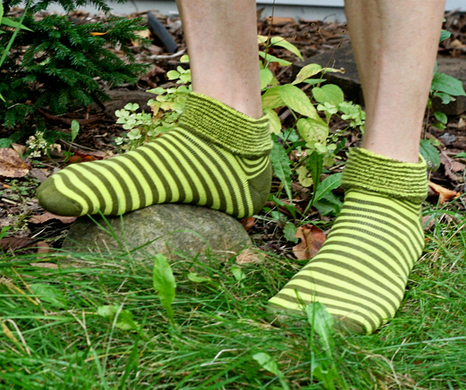 Organic Cotton Snuggle Green Striped Socks - Maggie's - Upland Road