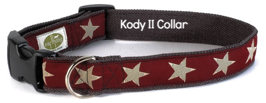 Kody II Red Hemp Dog Collar with White Stars, earthdog | Upland Road