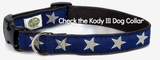 Kody III Blue Hemp Dog Collar with White Stars, earthdog | Upland Road