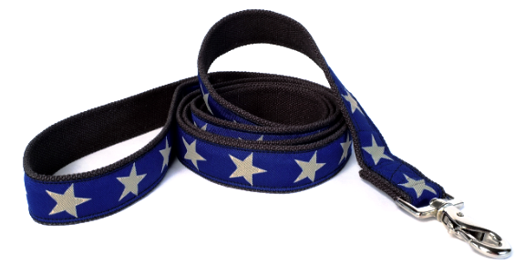 Kody III Blue Hemp Dog Leash with White Stars, earthdog | Upland Road