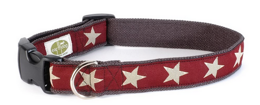 Kody II Red Hemp Decorative Dog Collar with White Stars