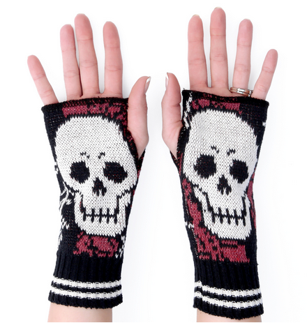 Skull Hand warmers / Skull Mittens - from recycled cotton