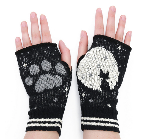 Cat Moon Handwarmers - recycled cotton