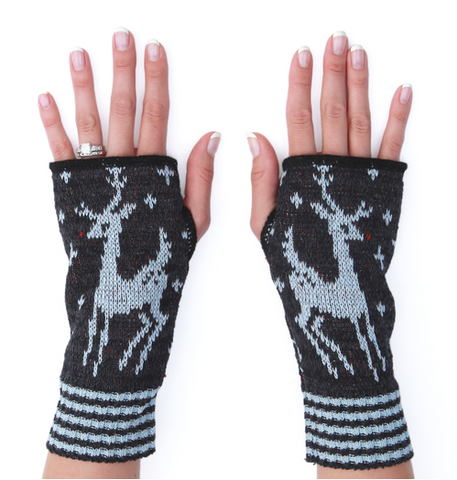Deco Deer Hand warmers/mittens - recyled cotton