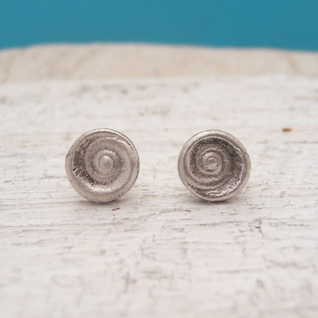 Snailshell recycled silver stud earrings, Sustainable Jewelry | Upland Road Eco-Boutique