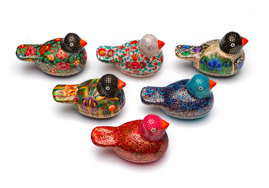 sustainable hand-painted bird jewelry boxes - compostable