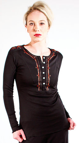 Lucinda 100% organic cotton women's shirt long-sleeve black