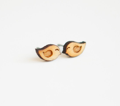 Love bird wooden earrings Bamboo