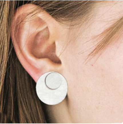 Trifecta (Circles) stainless steel earrings stud an circle in front