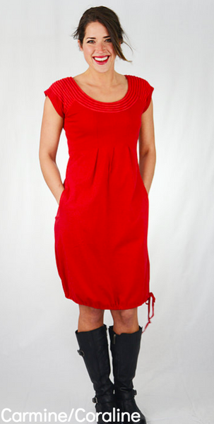Sharav Carmine Red Dress with Coraline Trim
