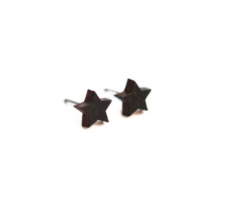 Black Star Wooden Earring Studs