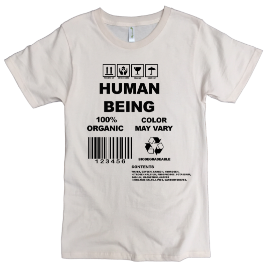 Men's Human Being T-Shirt - in Dusty Green, Natural or Columbia Blue (also in Women's)